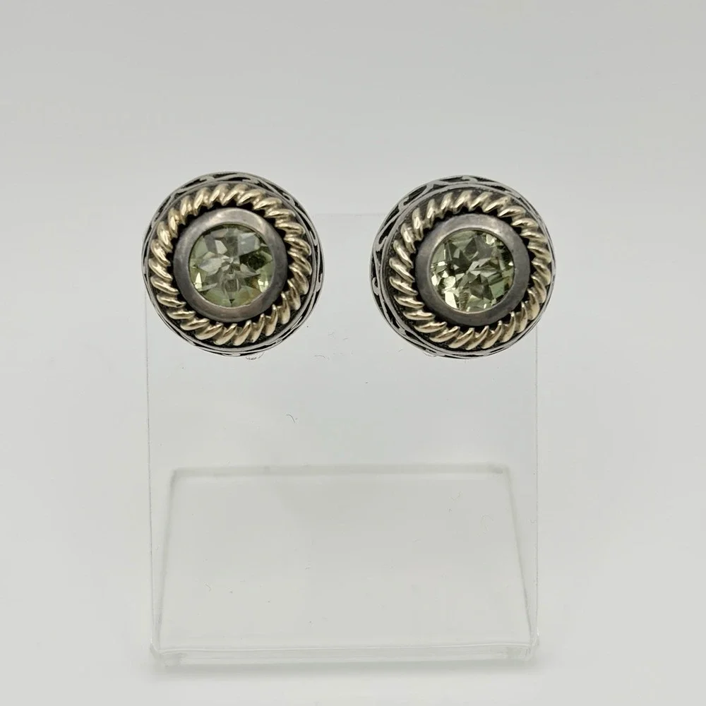 Arts Elegance AE Sterling Silver 14k Yellow‎ Gold/925 Pierced Earrings